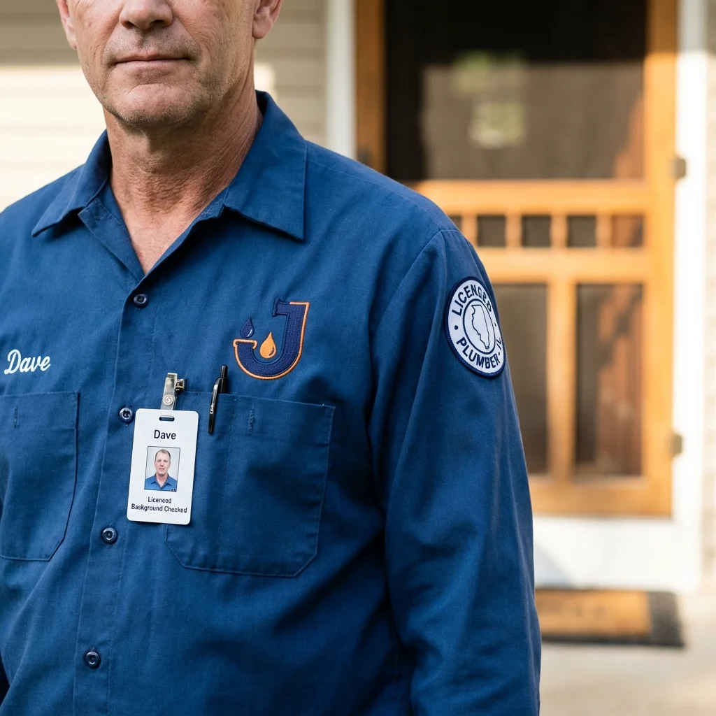 Licensed plumber showing ID badge in Grantsville, WV