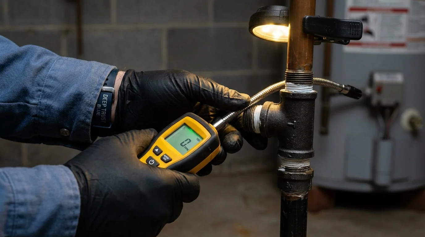 Gas leak detection with electronic sniffer by Johns Plumbing LLC in Grantsville